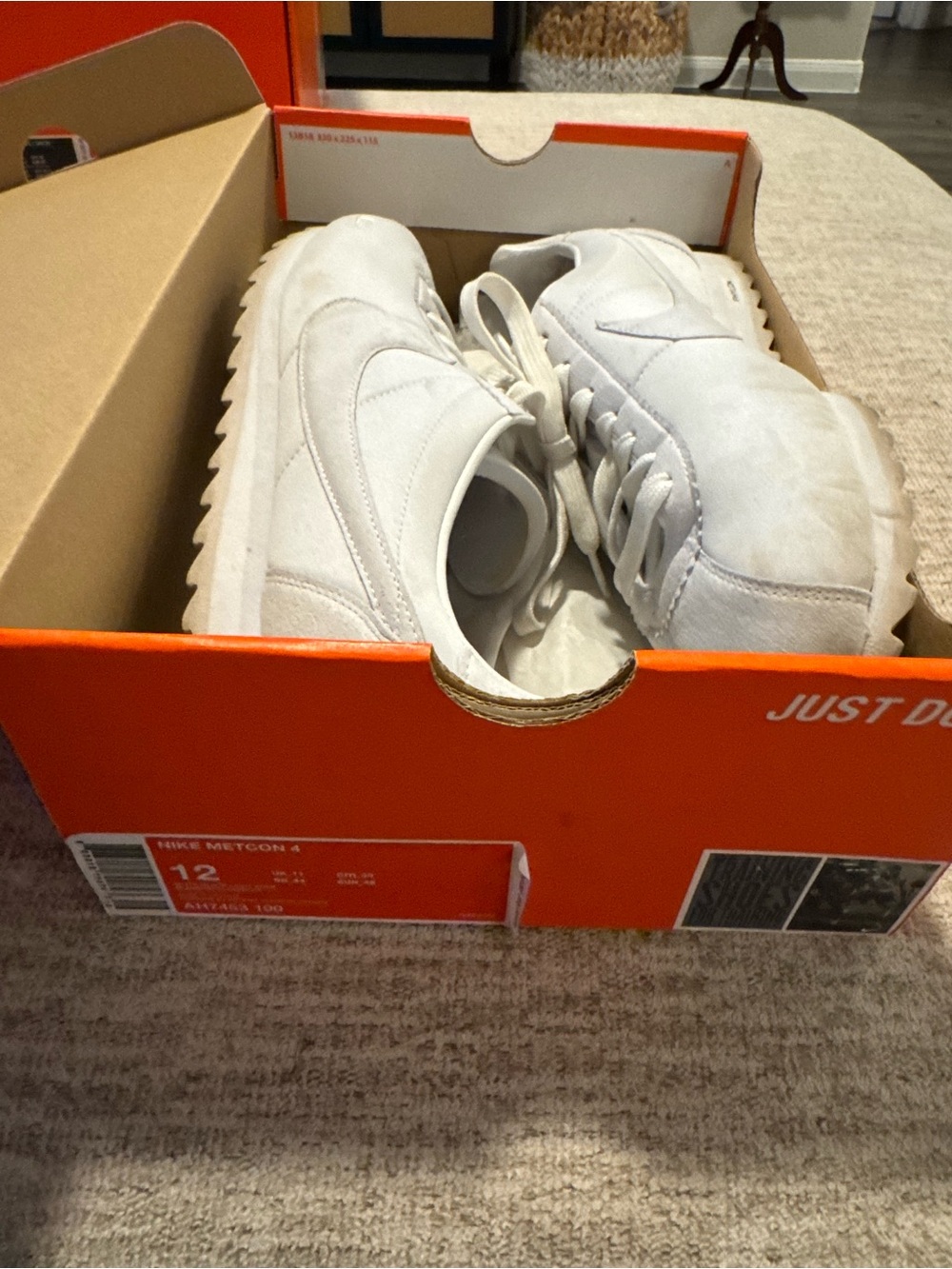 Nike Men’s White Cortez-Style Casual Sneakers